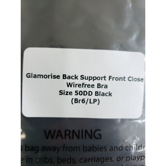 Glamorise Back Support Front Close Wirefree Bra Size 50DD Black - Picture 6 of 6
